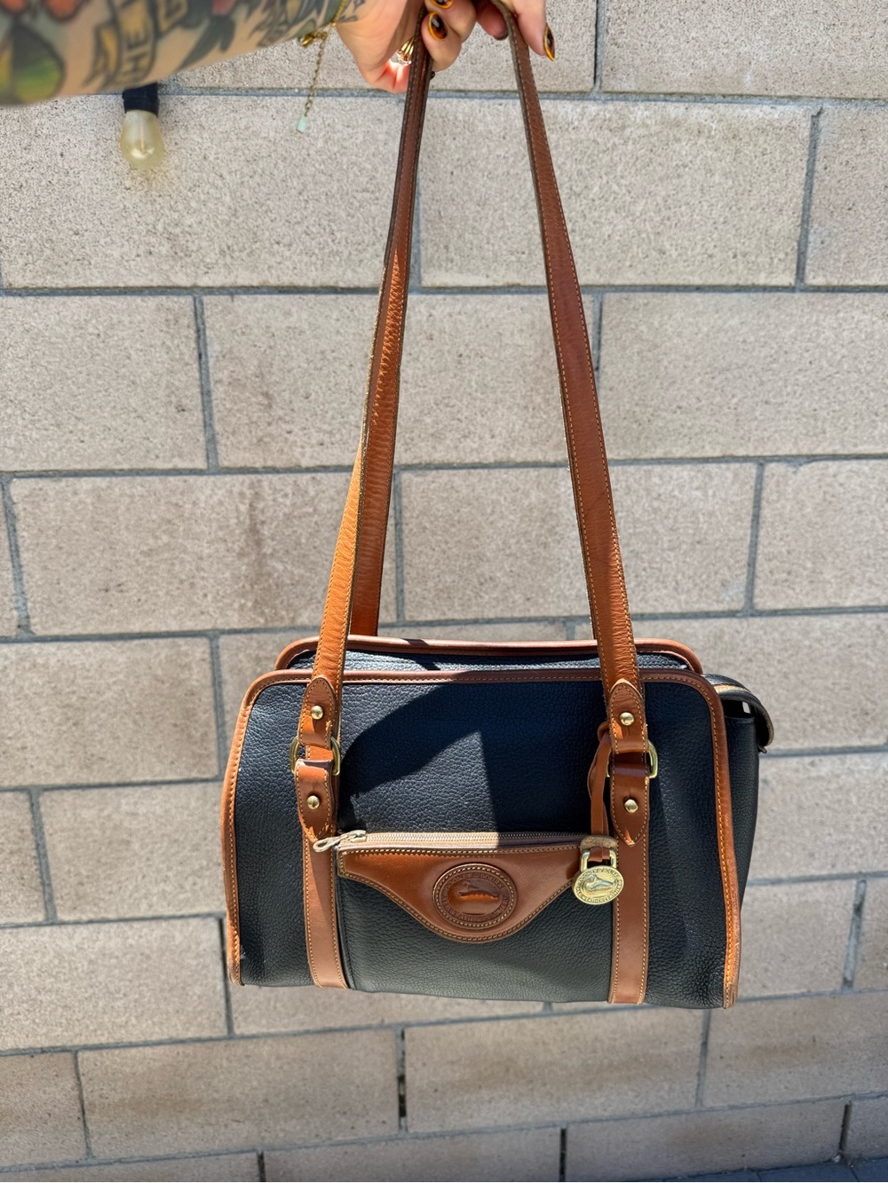Dooney & Bourke Black and Tan Leather Briefcase